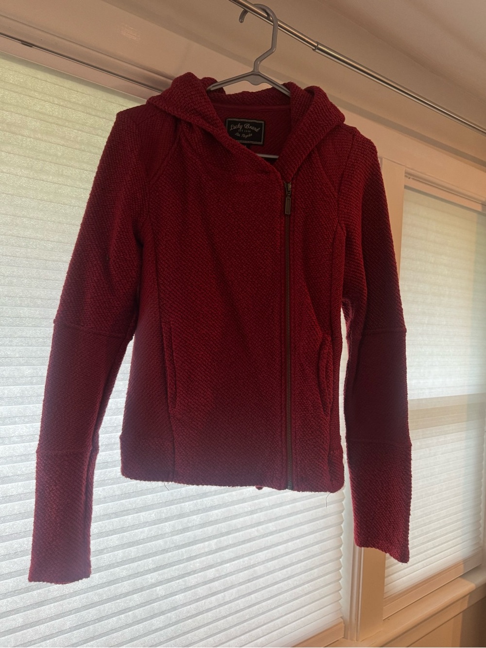 Lucky Brand Deep Red Hooded Zip Jacket